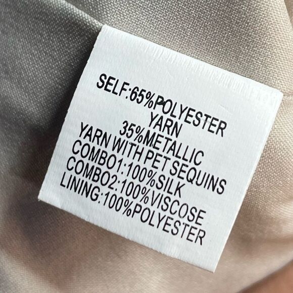 Kay Unger Silk Blend Champagne Embroidered Sequined Dress Size 8 - Picture 6 of 7